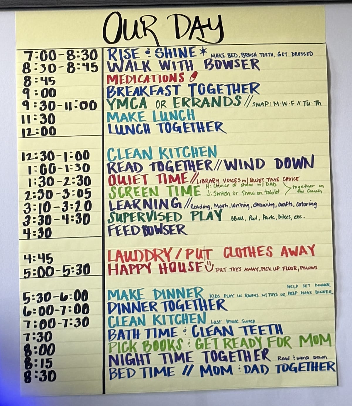 Schedules are Helpful!